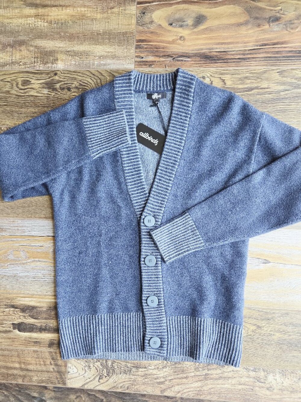 NEW Allbirds $145 The Cardi Ironbark Merino Wool V-Neck Cardigan Blue